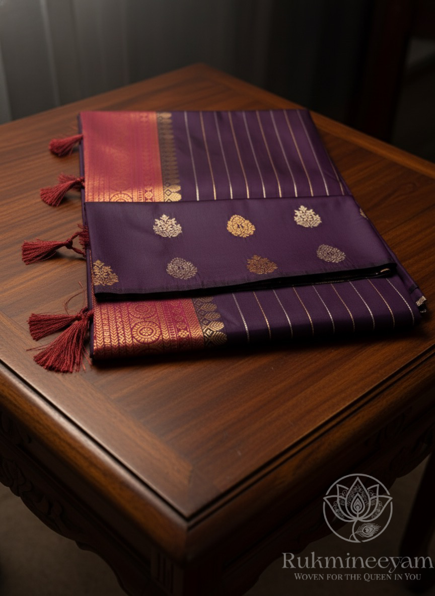 Majestic Magenta Silk Saree with Intricate Gold Zari Design