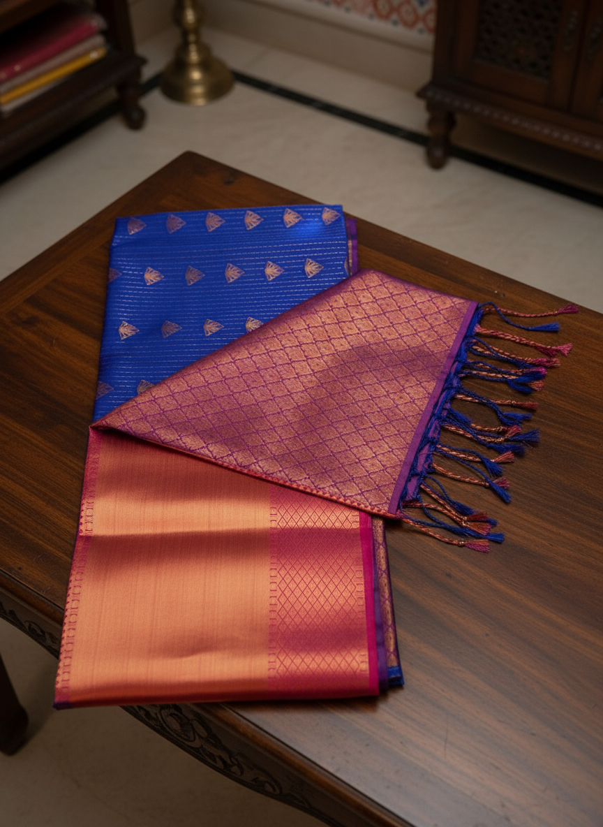 Majestic Royal Blue Pattu Saree with Rich Zari Design