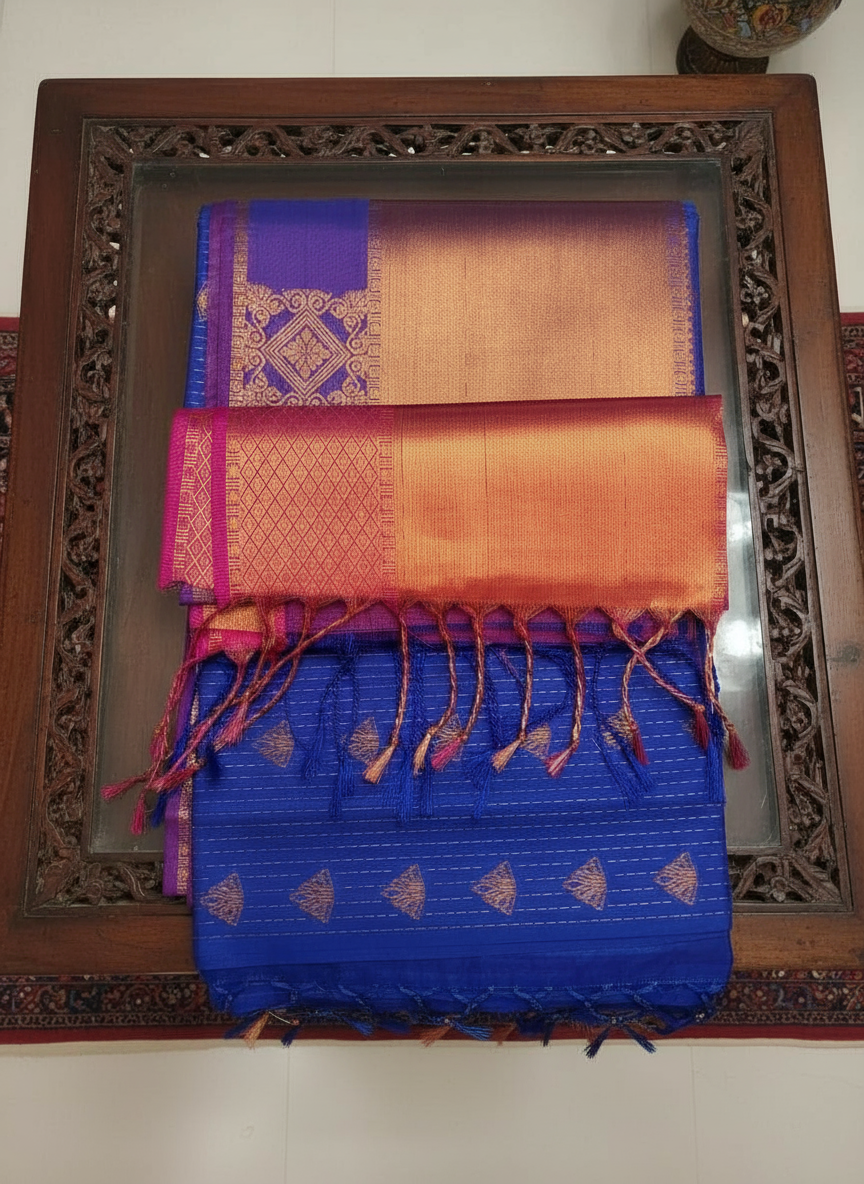 Majestic Royal Blue Pattu Saree with Rich Zari Design