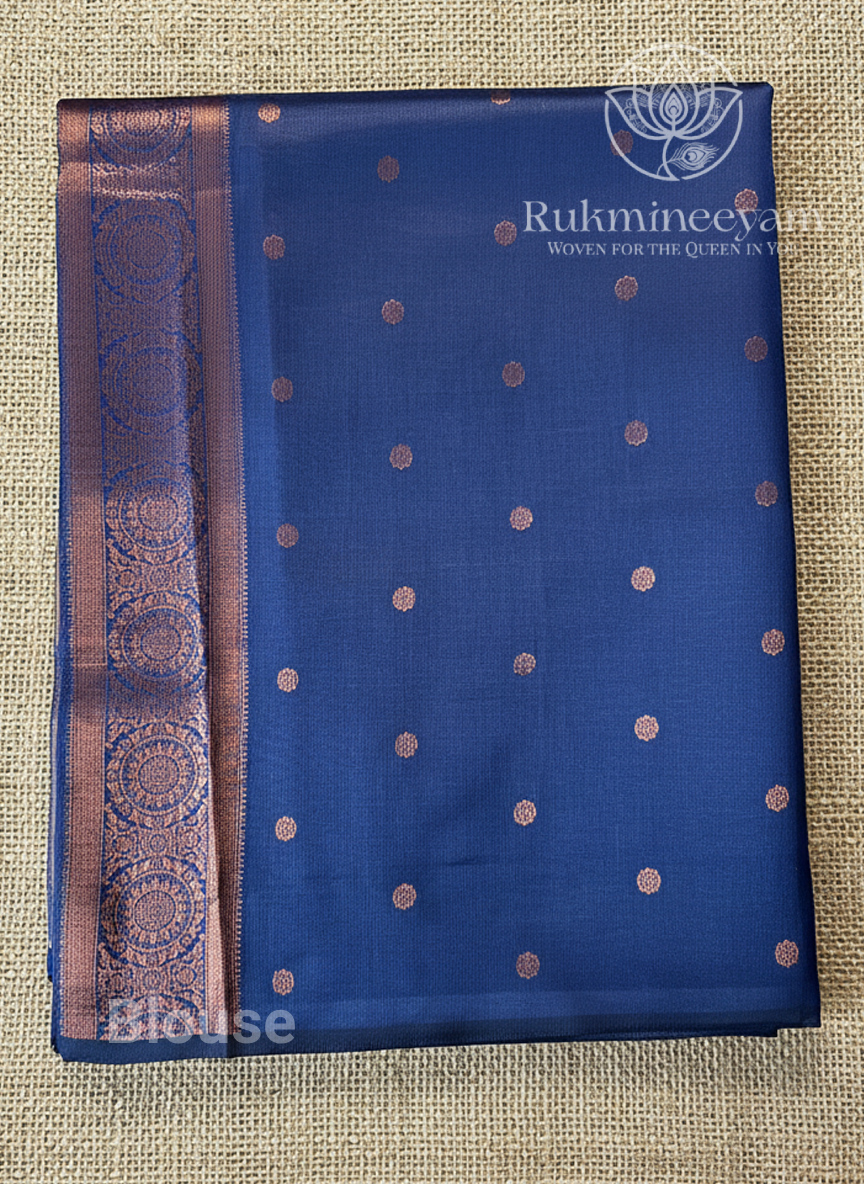 Lavender and Navy Blue Silk Saree with Zari Design