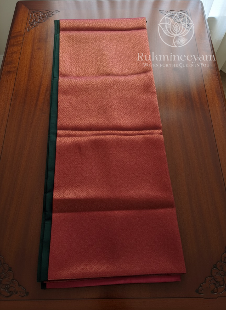 Dark Green and Red Soft Silk Saree with Zari