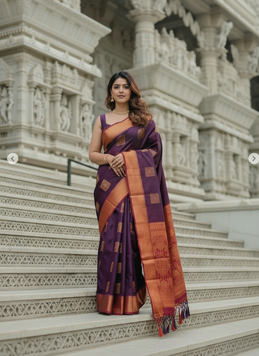 Luxurious Purple & Maroon Pattu Saree
