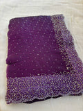 Elegant Purple Beaded Saree | Embellished Designer Party Wear Saree