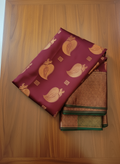 Maroon Pattu Saree with Green Zari Design