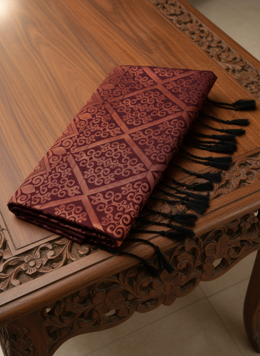 Elegant Maroon Soft Silk Borderless Saree