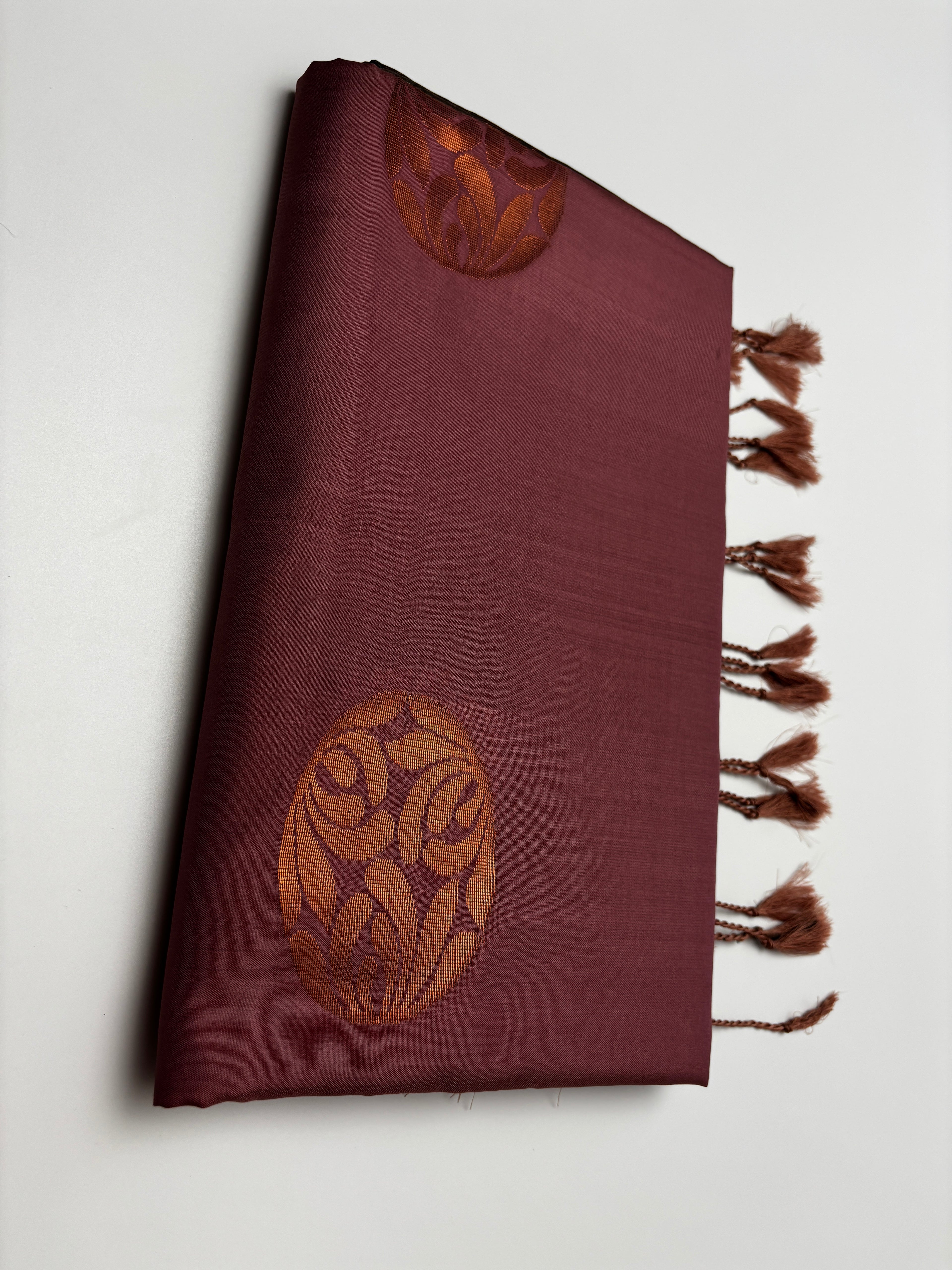 Maroon Soft Silk Borderless Saree