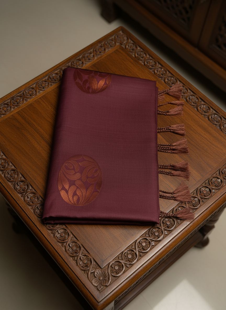 Maroon Soft Silk Borderless Saree