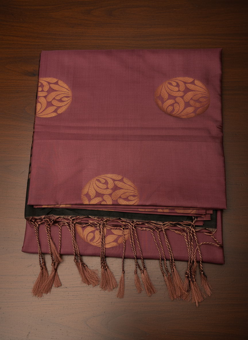 Maroon Soft Silk Borderless Saree