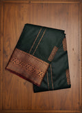 Dark Green Pattu Saree with Maroon Zari Design