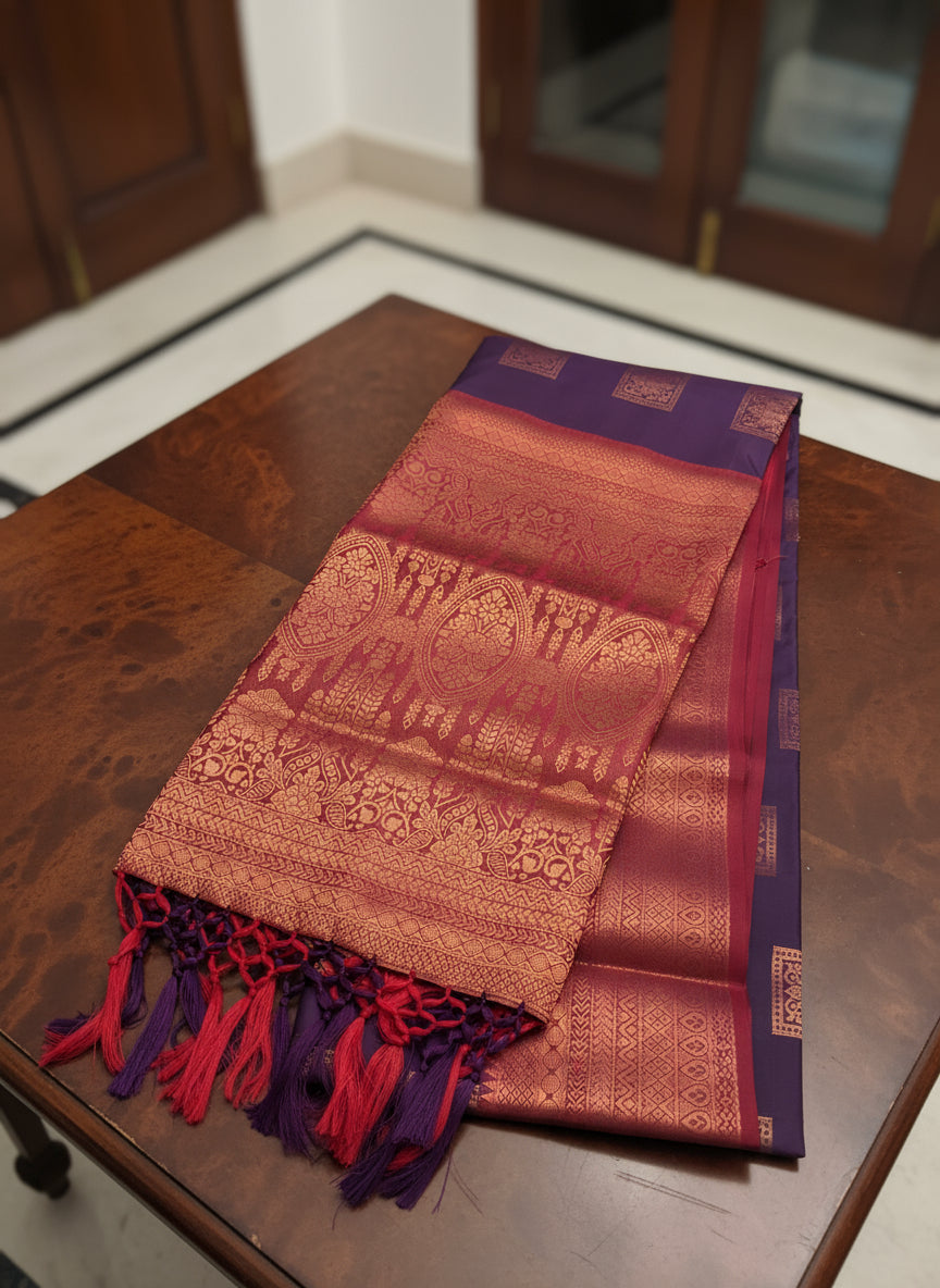Luxurious Purple & Maroon Pattu Saree