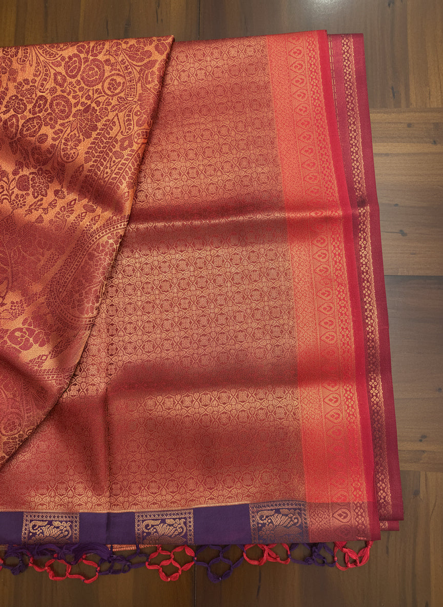 Luxurious Purple & Maroon Pattu Saree