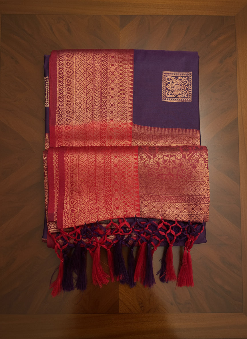 Luxurious Purple & Maroon Pattu Saree