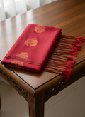 Red and Green Soft Silk Borderless Saree