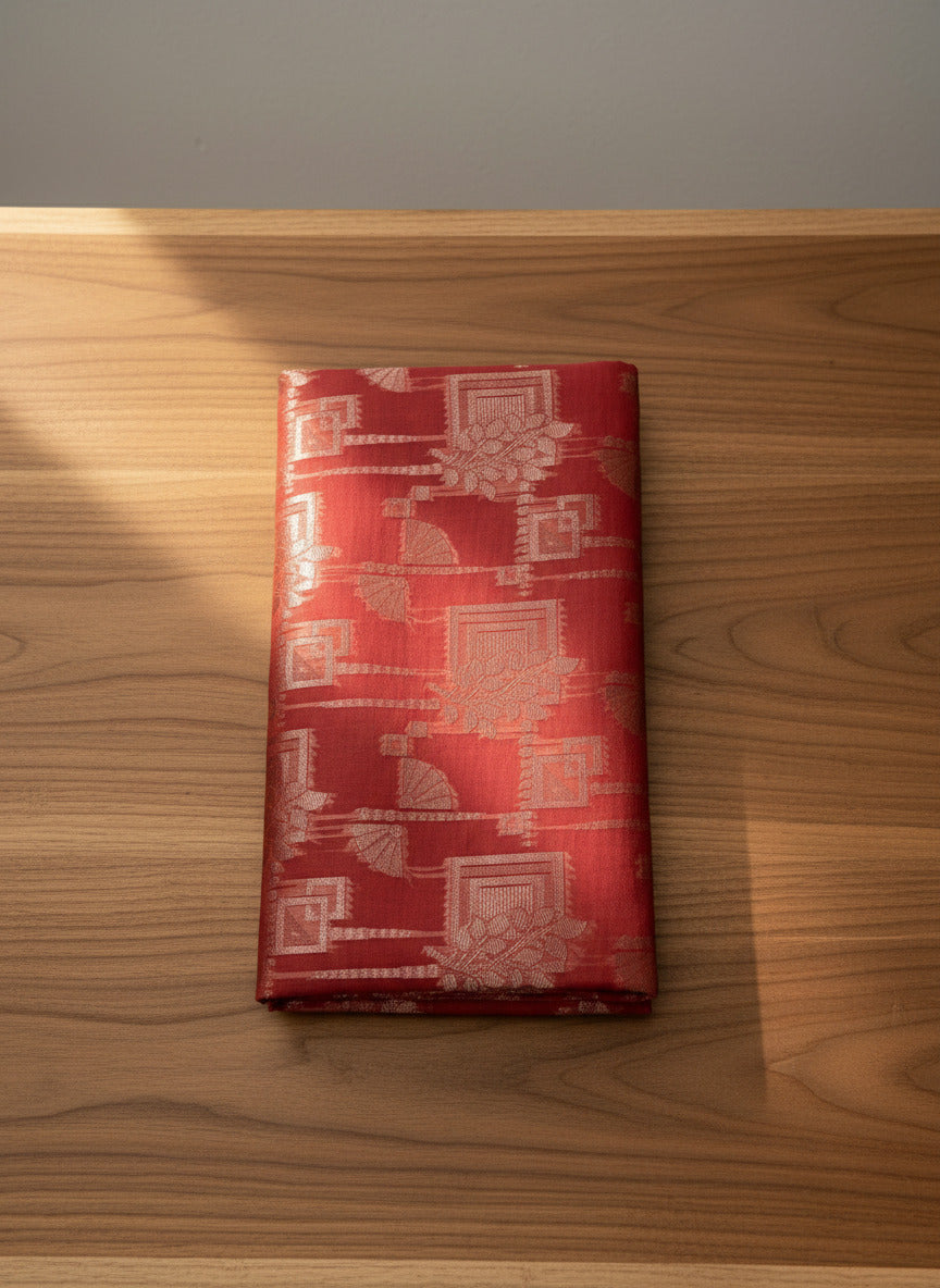 Peach Saree with woven motifs