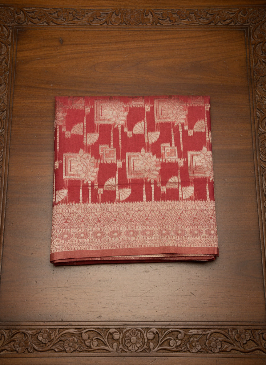 Peach Saree with woven motifs