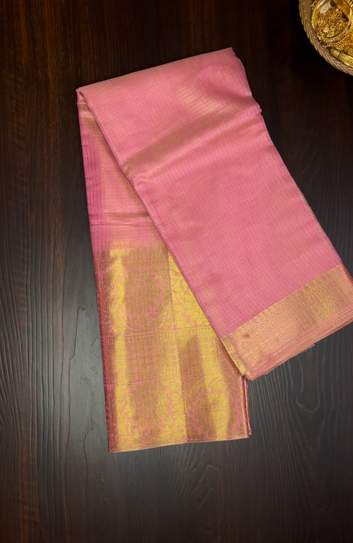 Rose Gold Soft Tissue Silk Saree