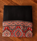 Black Ajrakh Print Saree with Red Border | Traditional Handblock Design