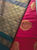 Premium Ruby Red Silk Saree with Gold Zari Peacock Butta  | Traditional Wedding & Festive Wear Saree