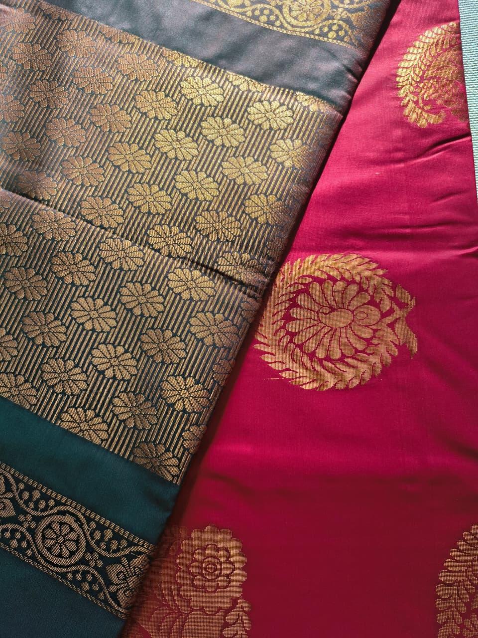 Premium Ruby Red Silk Saree with Gold Zari Peacock Butta  | Traditional Wedding & Festive Wear Saree