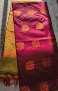Maroon and Green soft silk borderless saree