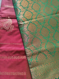 Brown and Green Pattu saree