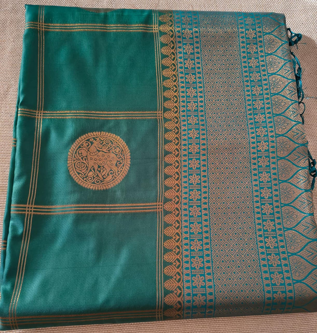 Emerald Green Pattu Saree with Rich Zari Design