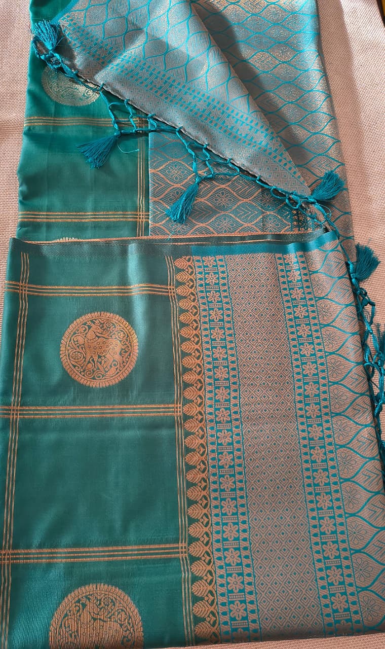 Emerald Green Pattu Saree with Rich Zari Design
