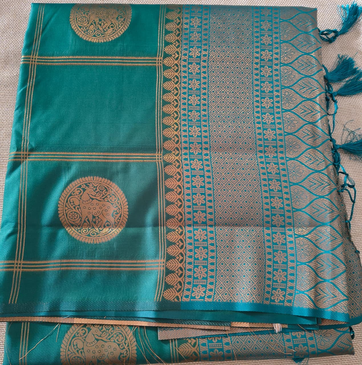 Emerald Green Pattu Saree with Rich Zari Design
