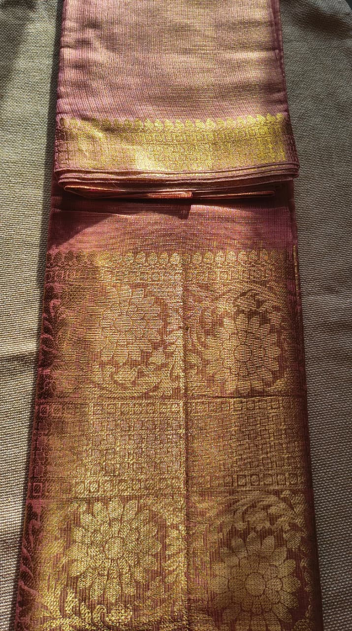 Rose Gold Soft Tissue Silk Saree Online