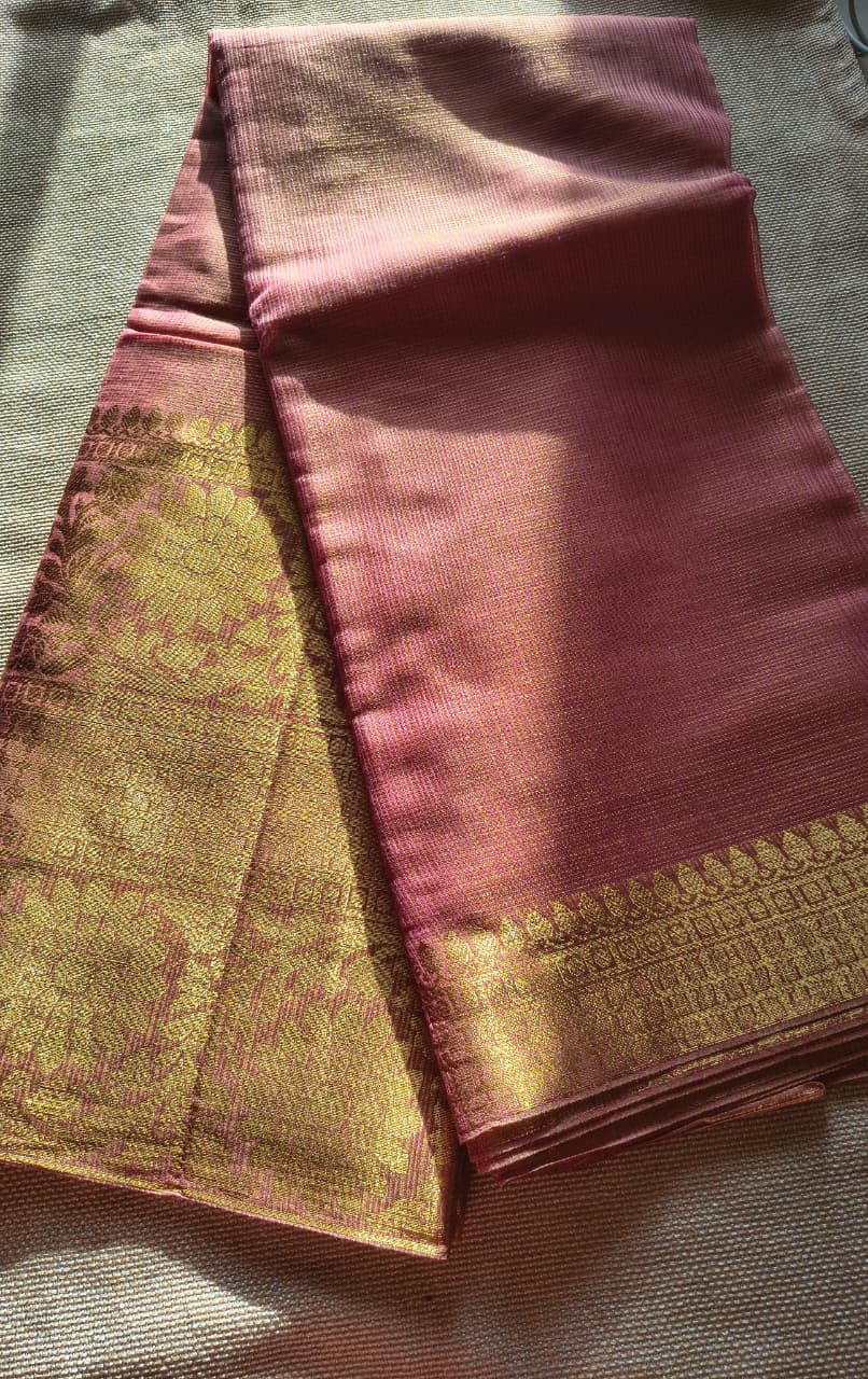 Rose Gold Soft Tissue Silk Saree Online