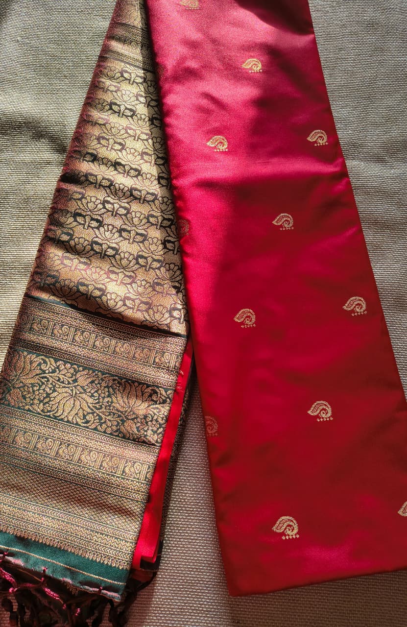 Elegant Red and Brown Soft Silk Saree