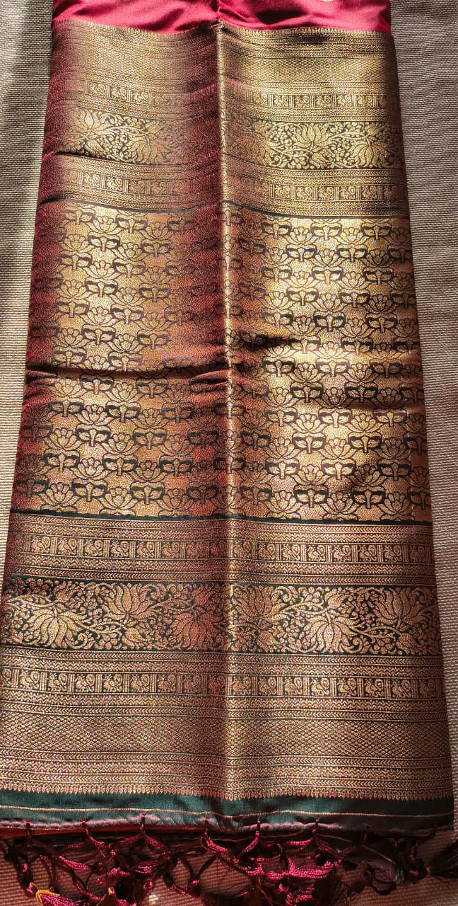 Elegant Red and Brown Soft Silk Saree